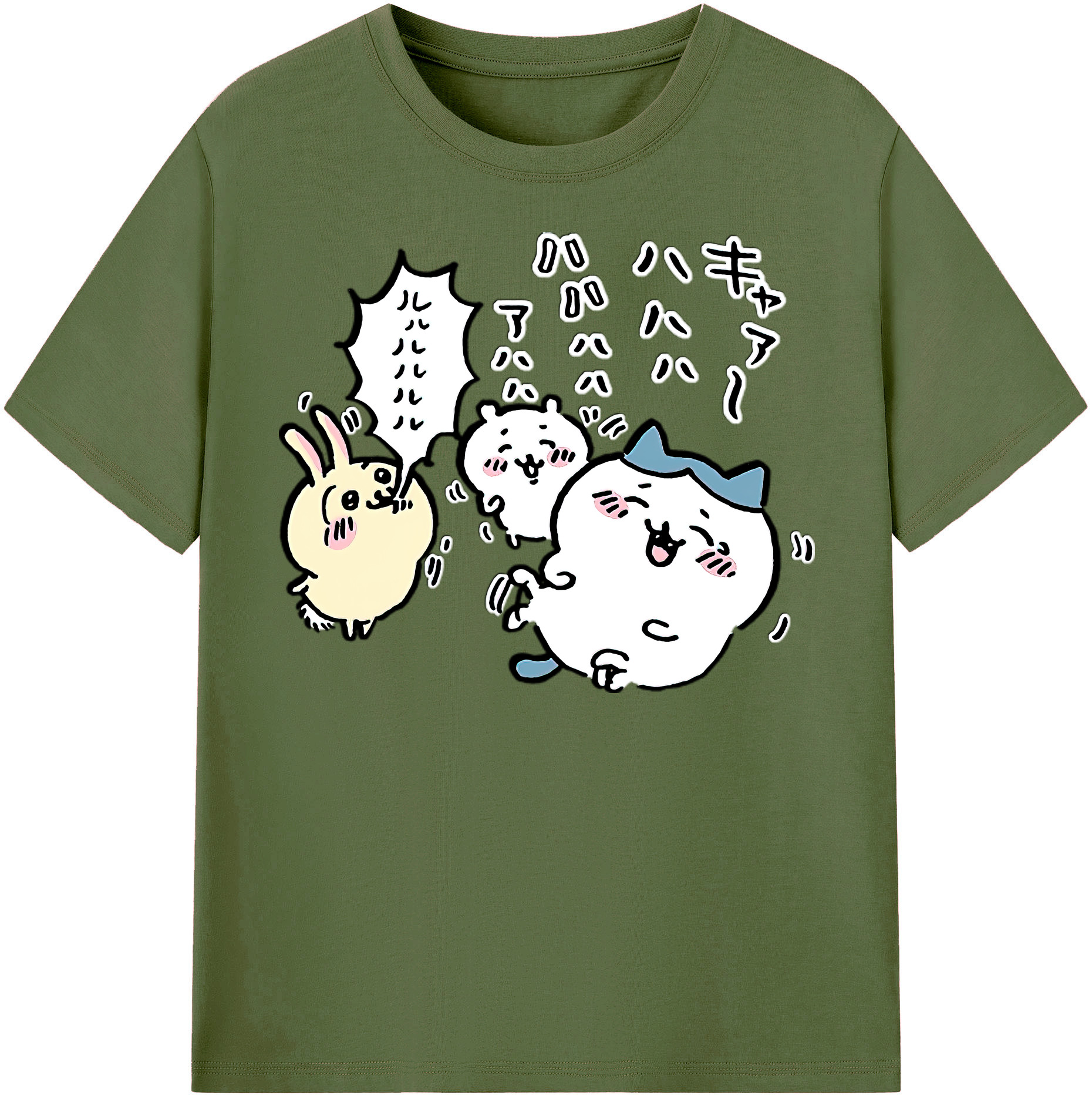 （画像用） ちいかわ うさぎ Chii-kawa usagi 綿100％半袖Tシャツ（フロントプリント）